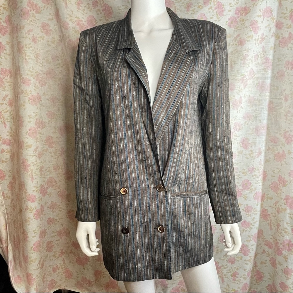 Vintage Ann Taylor brown Striped Blazer 31x19"